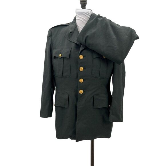 Vintage US Military Class 3 Green Wool Serge Coat Jacket Decorated Size 37 Pants